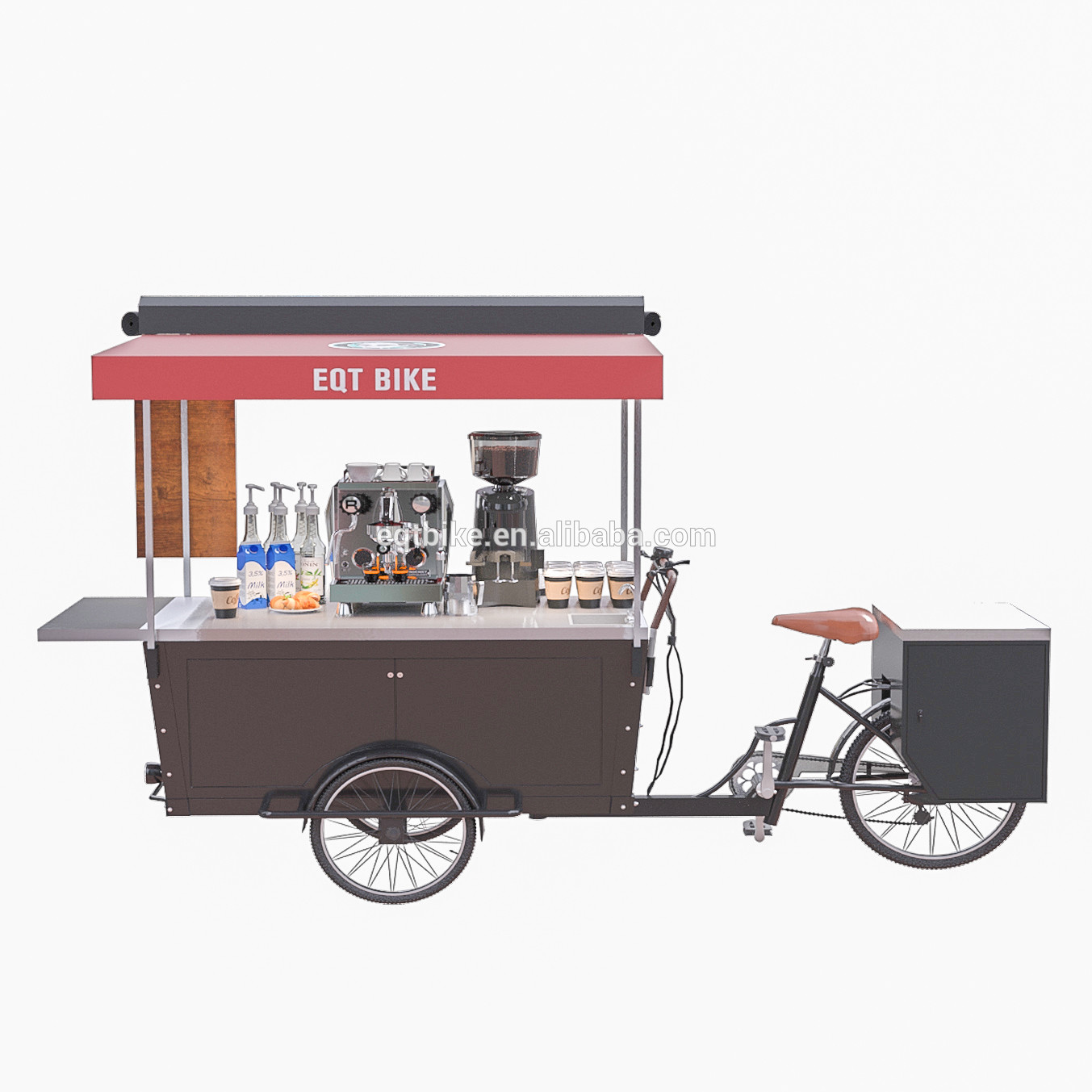 Disc Brake 30km/H 300KG Tricycle Cargo Street Coffee Cart