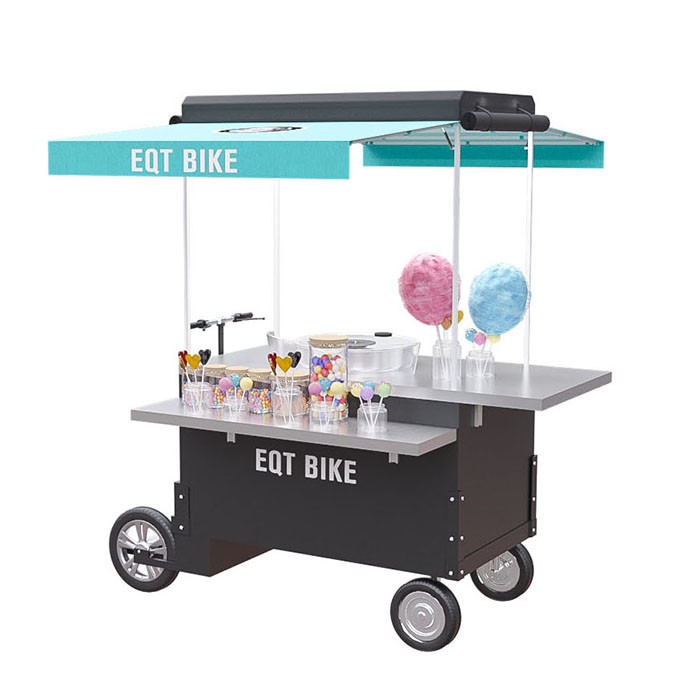 Stainless Steel Load 300KG Cotton Candy Bike Vending Cart