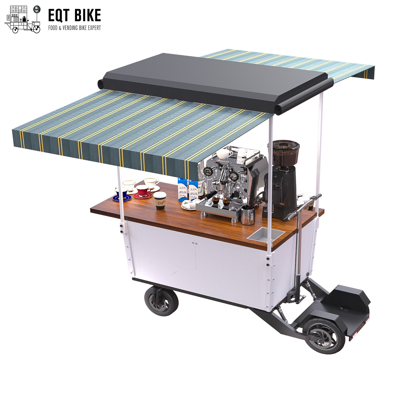 350w Food Van Vending Coffee Bike Cart Metal Frame