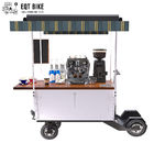 Street Vending Coffee Bike Cart 350W Metal Tricycle Coffee Cart