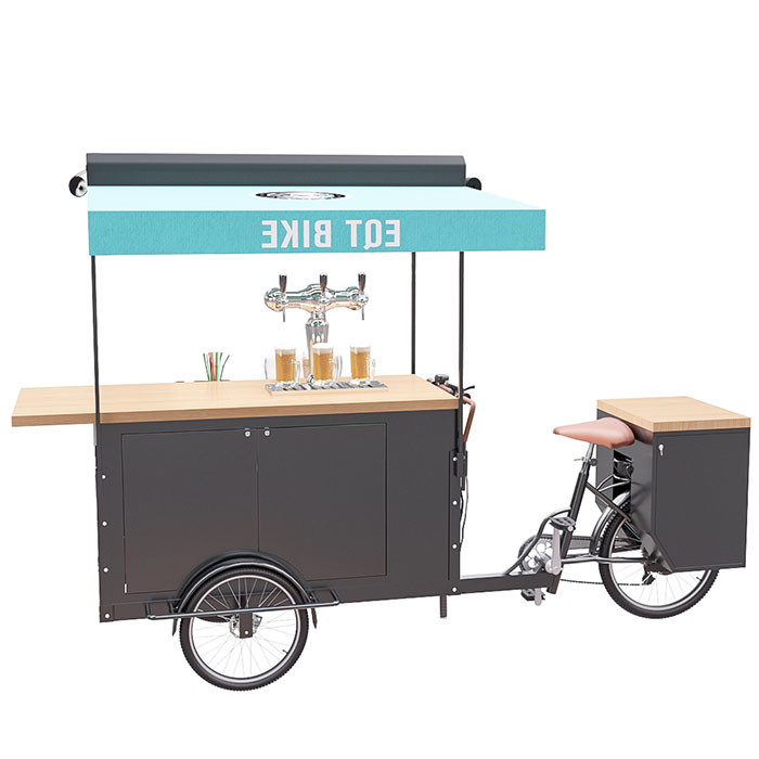 300KG Load Capacity Bicycle Beer Cart With Natural Solid Wood Work Table