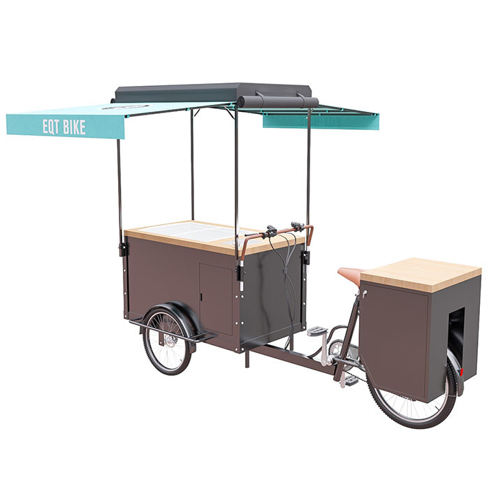 Mobile Three Wheel Ice Cream Bicycle Cart With Low Power Consumption