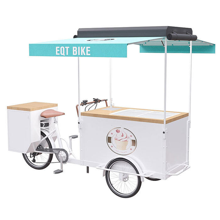 Multipurpose Ice Cream Bicycle Cart Pure Steel Body With Spraying
