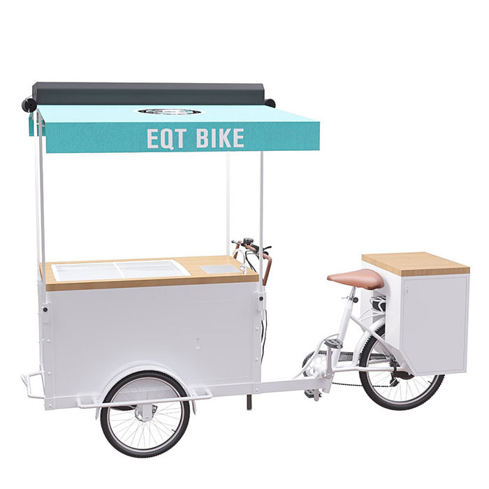 Outdoor Eco Friendly Ice Cream Bicycle Cart With 300KG High Load Capacity
