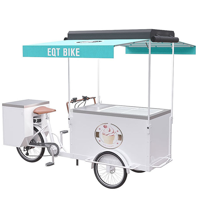 High Load Capacity Ice Cream Bicycle Cart Pure Steel Body CE Approval