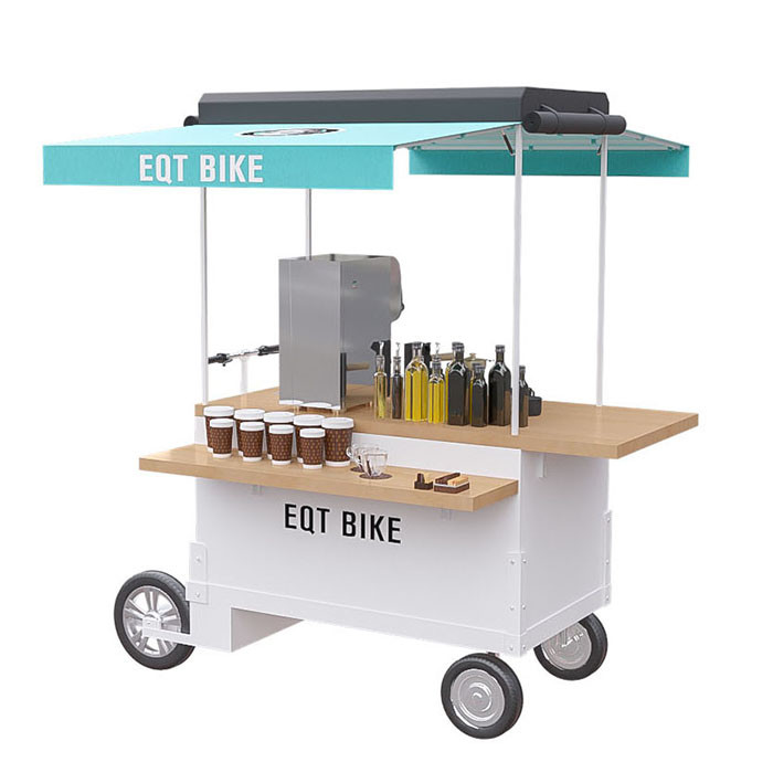 Stationable Commercial Beverage Cart , Bicycle Vending Cart For Tea Drink