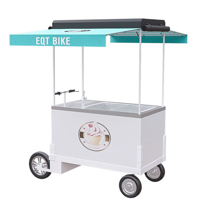 All Stainless Steel Ice Cream Bicycle Cart 300KG Load Capacity CE Approval