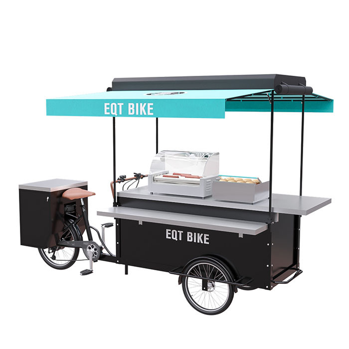 Oil Resistant Bike Food Cart Electric Powered With High Standard Battery