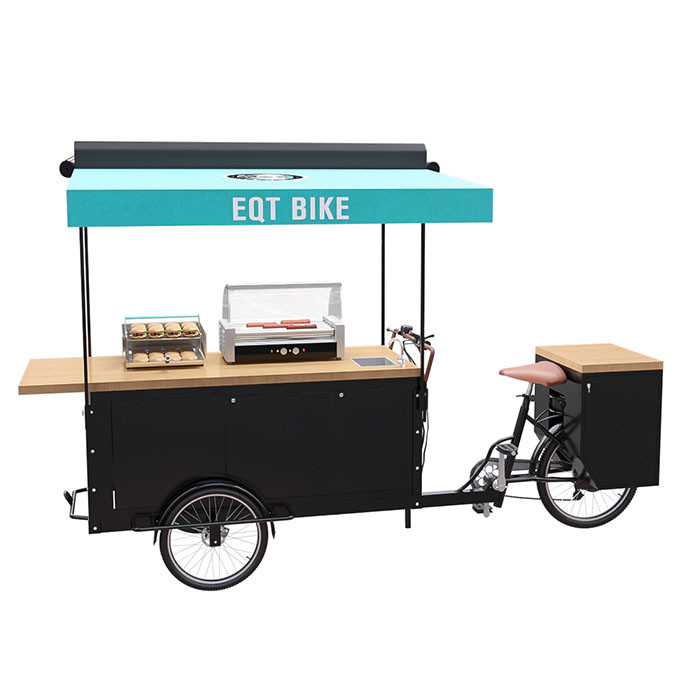 Large Storage Electric Tricycle Food Cart , Bike Vending Cart CE Certificate