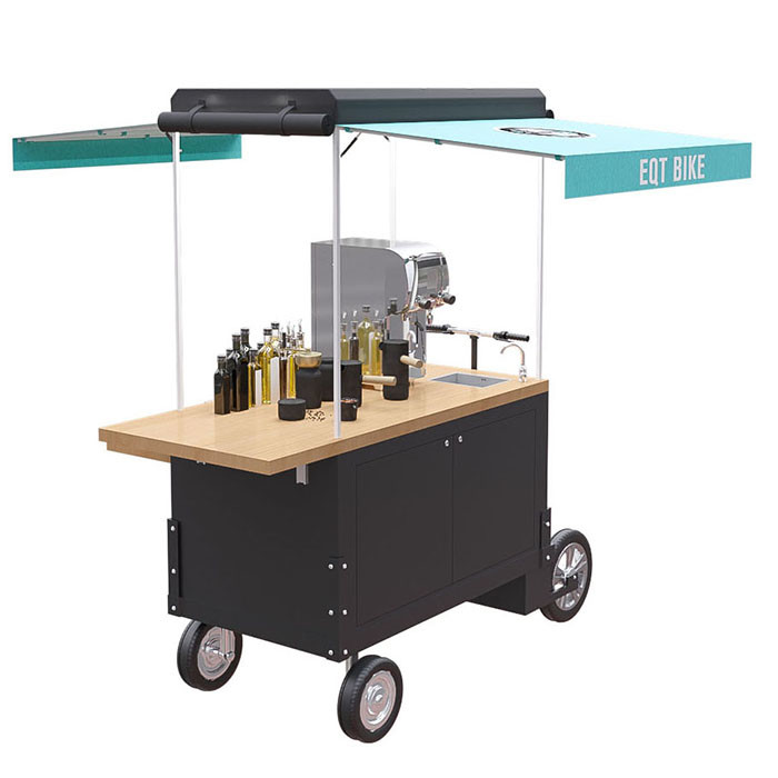 Solid Wood Table 220V 4500W 300KG Beverage Vending Cart