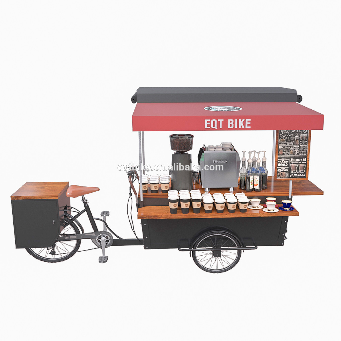 125L Box Structure Disc Brake Tricycle Coffee Cart