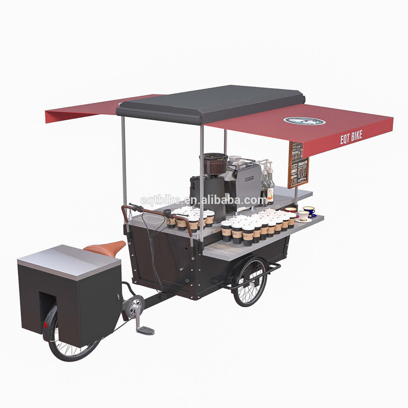 Hot Dog Mobile Multifunction Bike Food Cart For Commercial Street