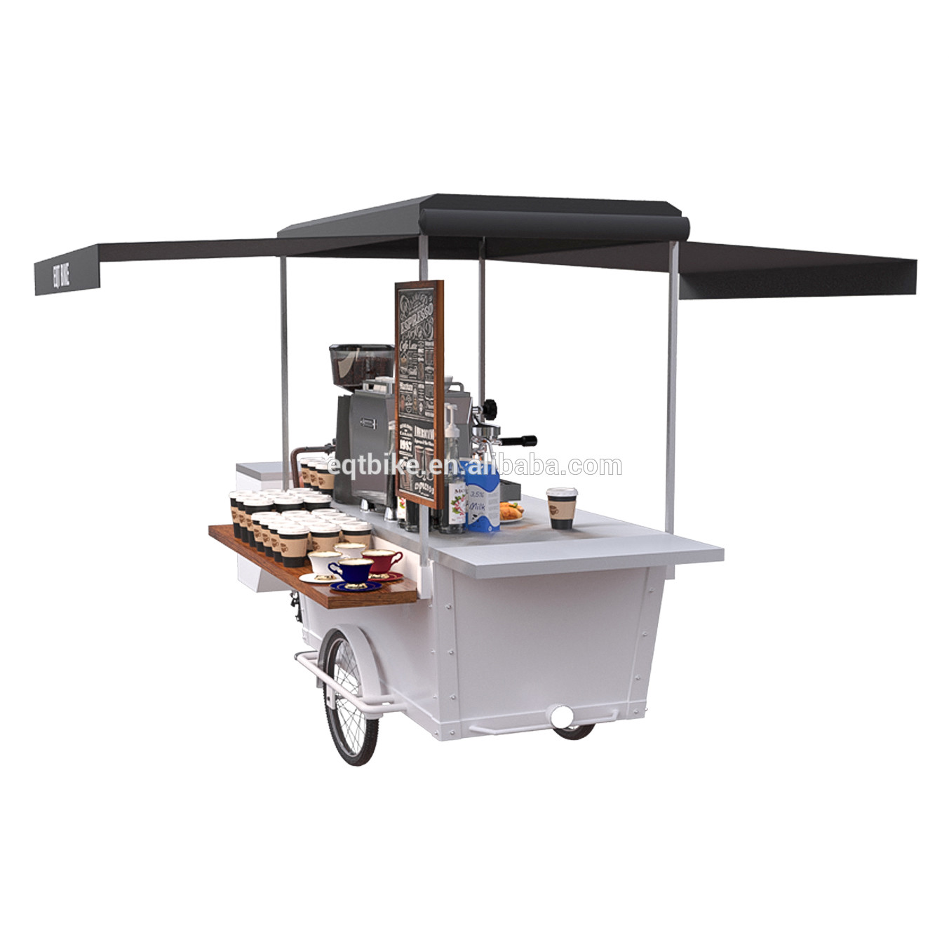 Tricycle 300kg Load Hot Dog Vending Cart For Sausage