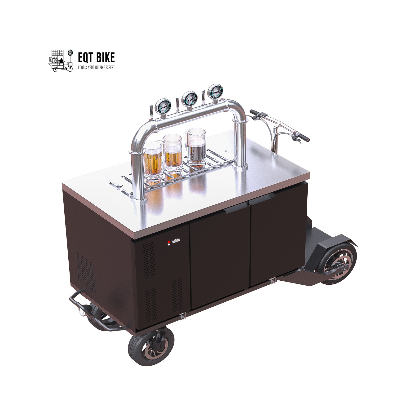 300KG Load Stainless Steel Beer Bike Cart With R290 Refrigerant