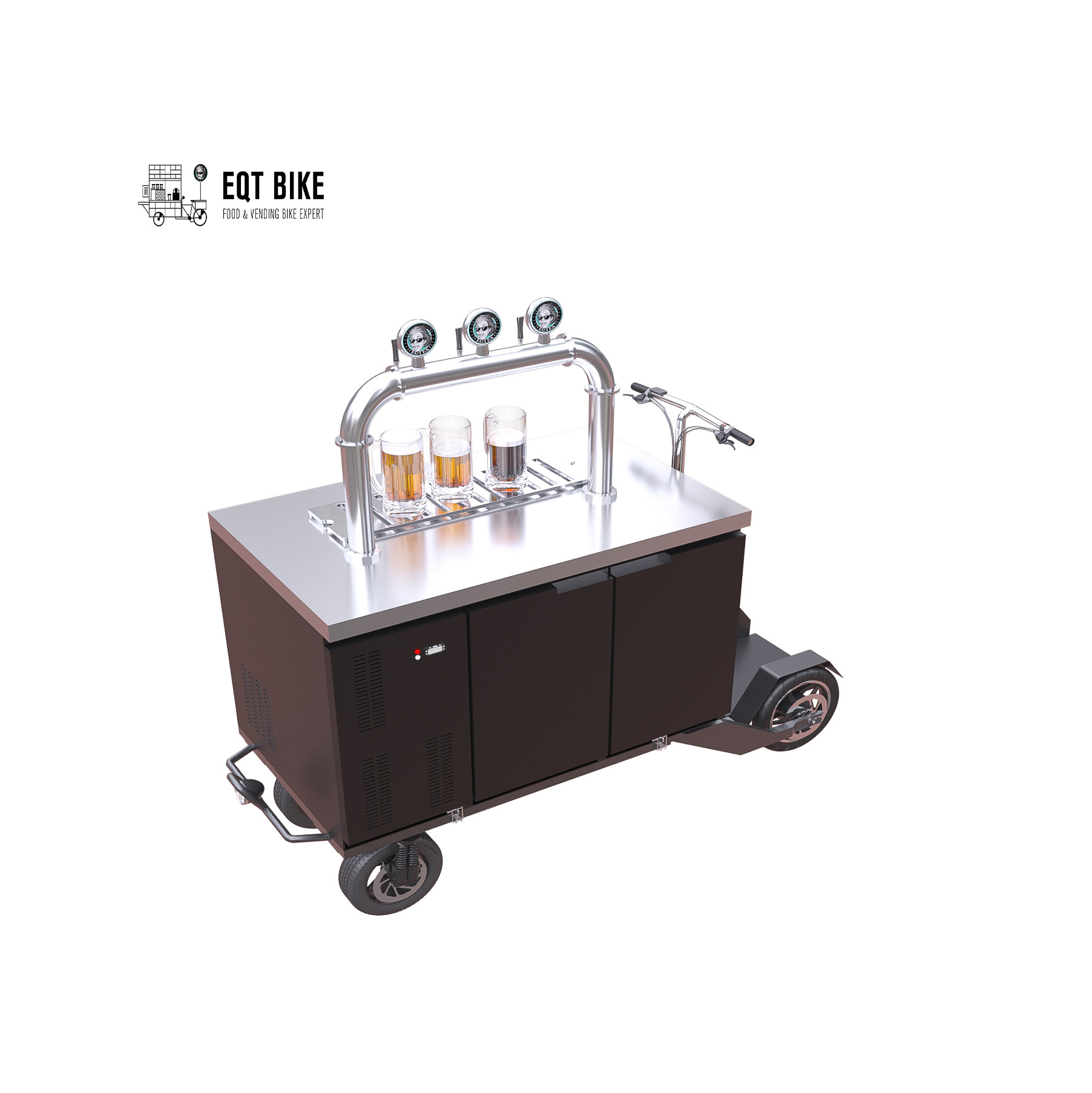 Mobile Street Electric Cooler Beer Vending Cart Metal Frame